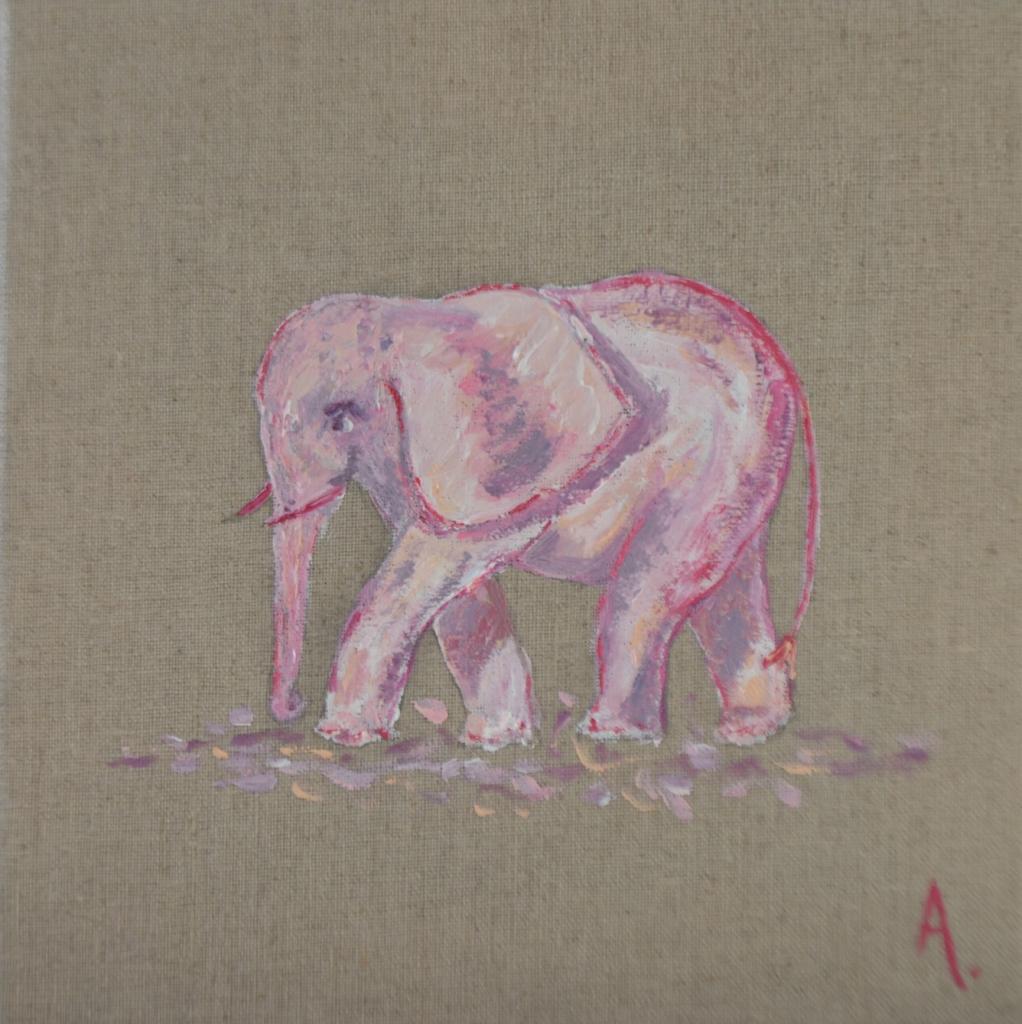 éléphant rose 20X20